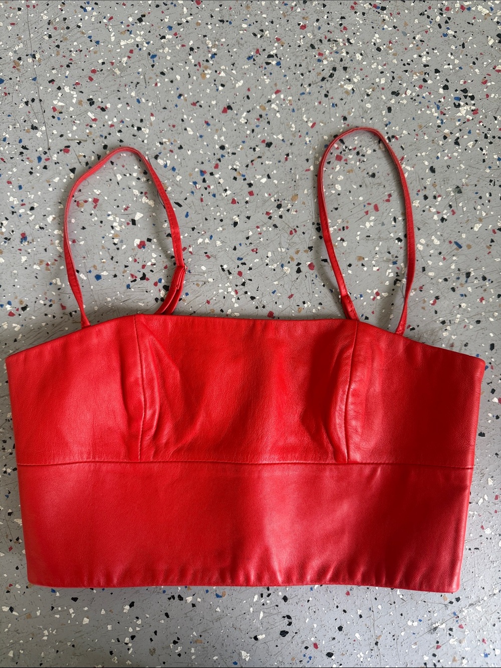 Alexander Wang Red Faux Leather Crop Top with Thin Straps
